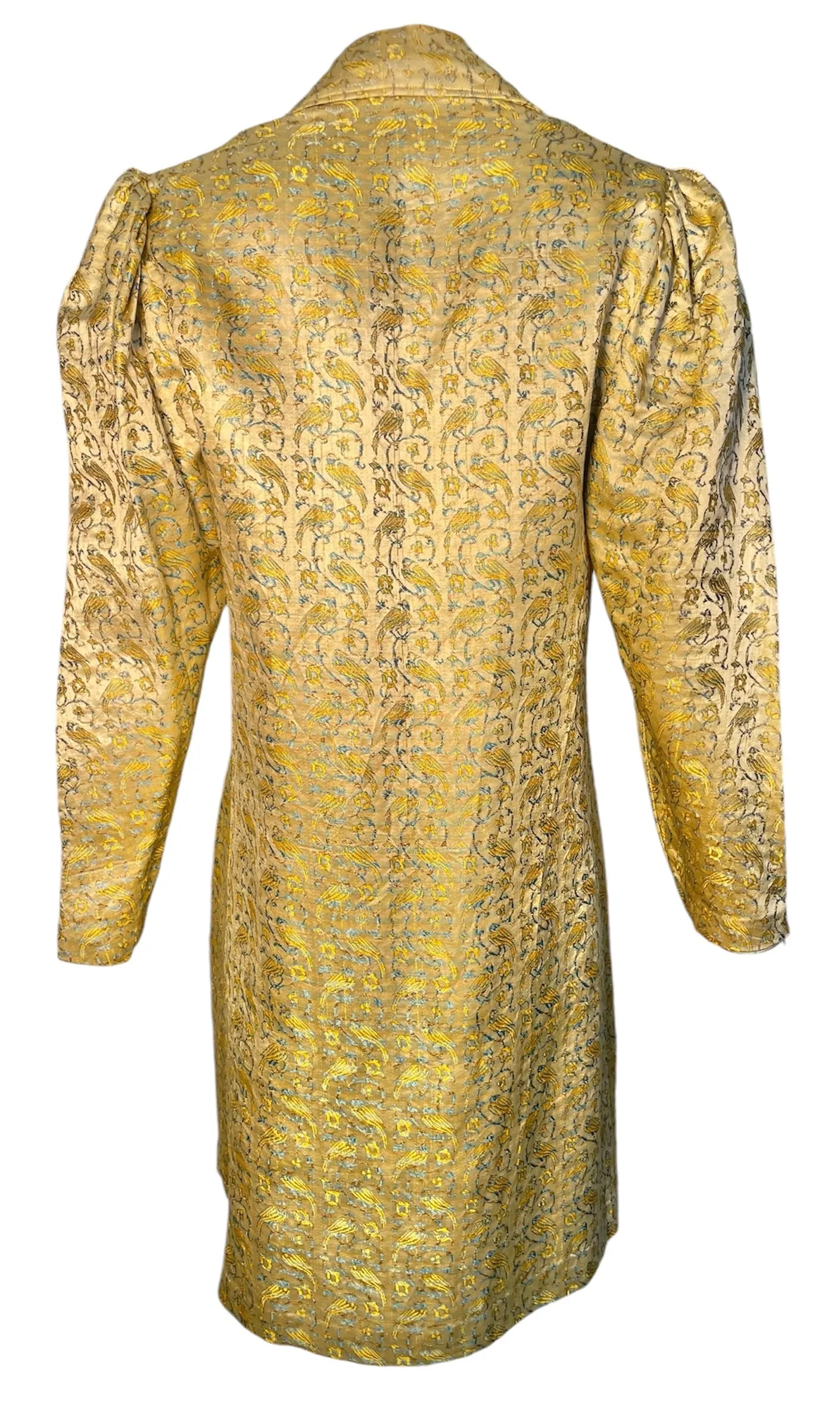 1930s Gold Lame Coat w/Woven Parrot Motif