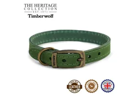 Ancol - Timberwolf Leather Collar - Green - Size 6 (45-54cm)