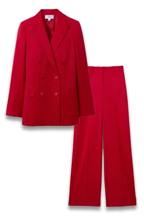 Anna Petite Wool Blend Double Breasted Blazer & Trouser in Red