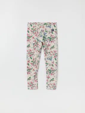 Apple Blossom Print Kids Leggings