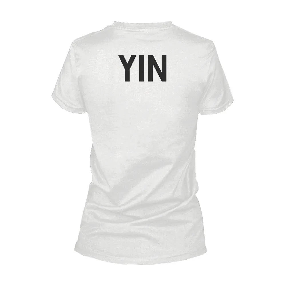 Asian Yin and Yang Matching Best Friends BFF Women's White shirt Back Print