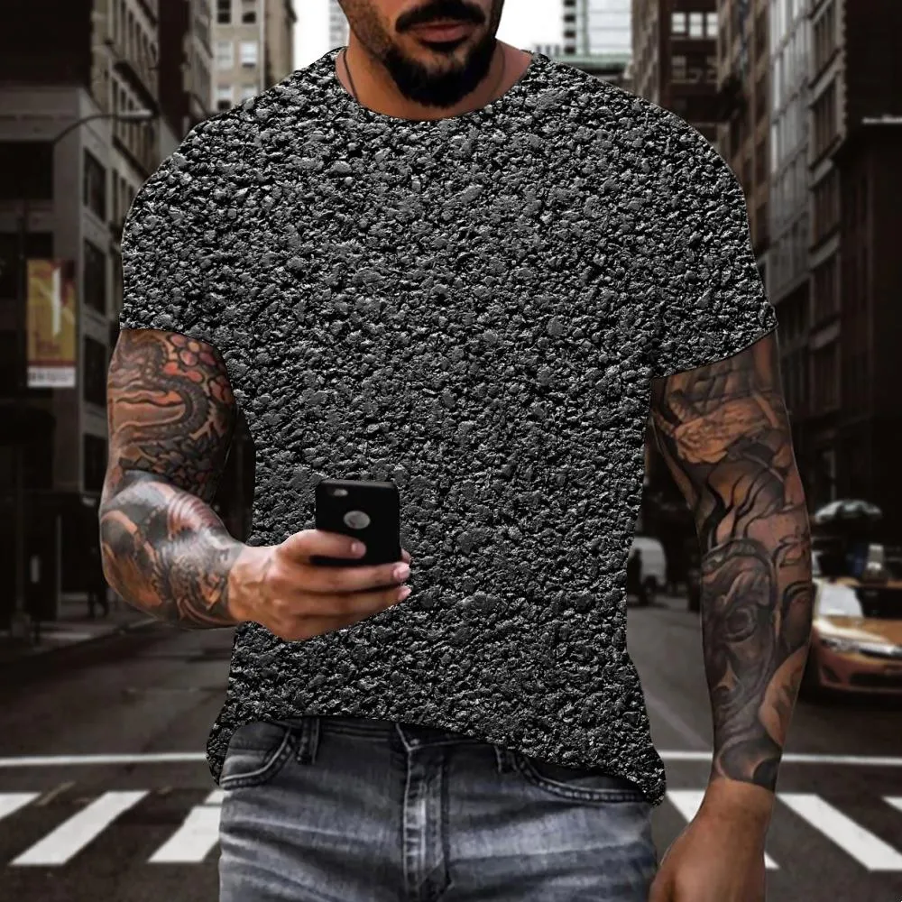 Asphalt road texture tshirts special texture Novelty 3D shirt Cool men different art costume