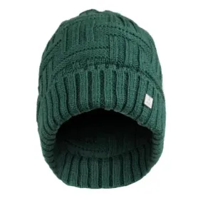 Basket Weave Green Wool Beanie