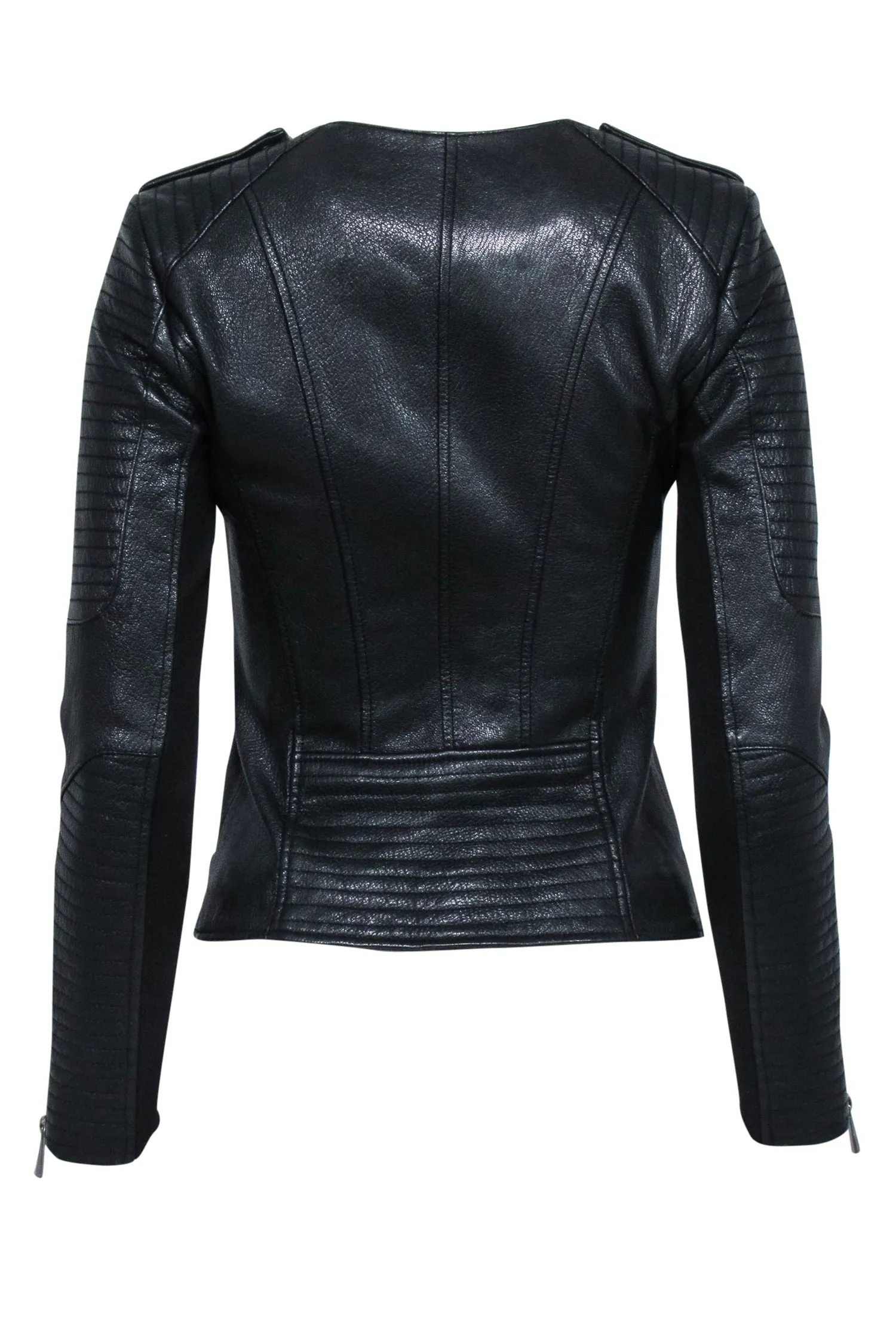 BCBG Max Azria - Black Textured Leather Moto Jacket Sz XXS