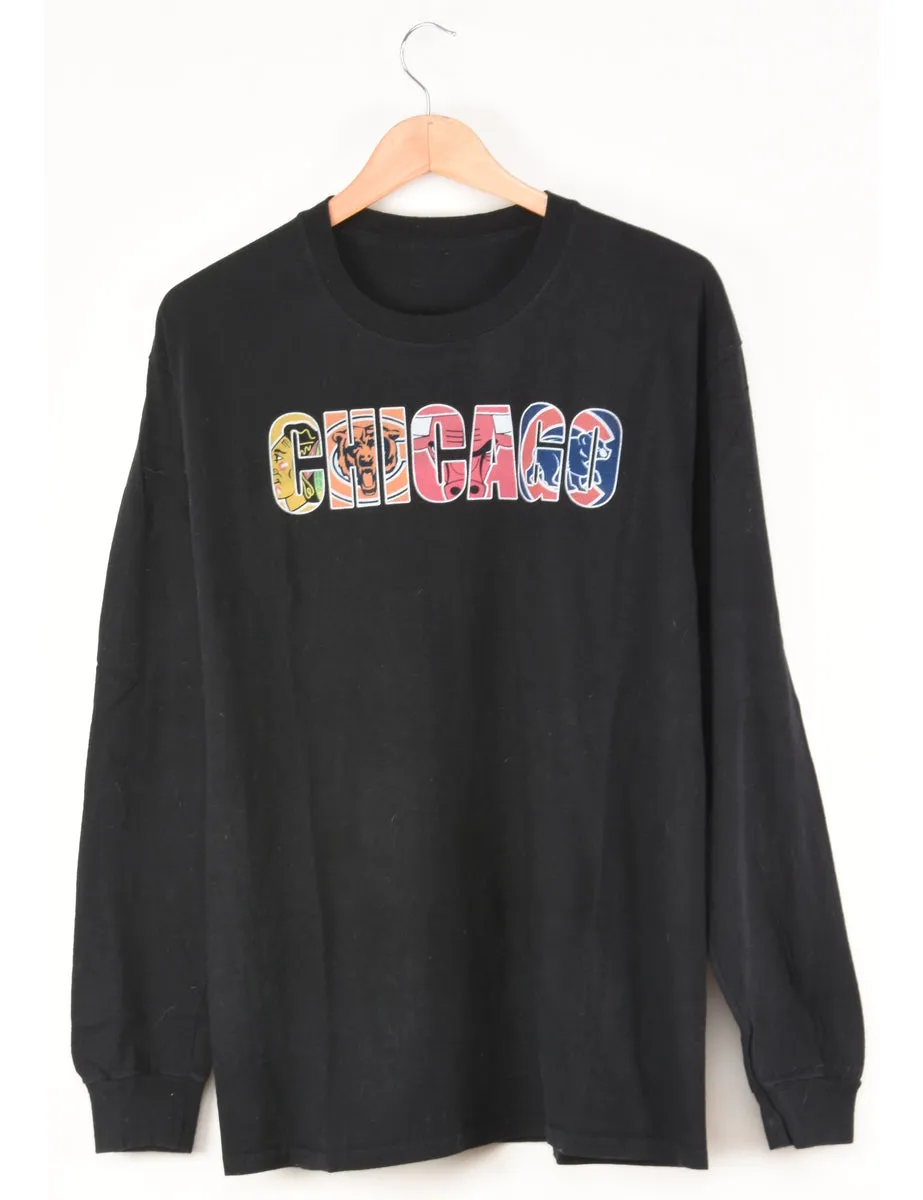 Black Chicago Printed T-shirt - M