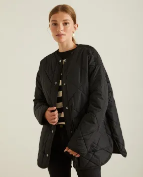 Black Water Resistant Quilted Coat