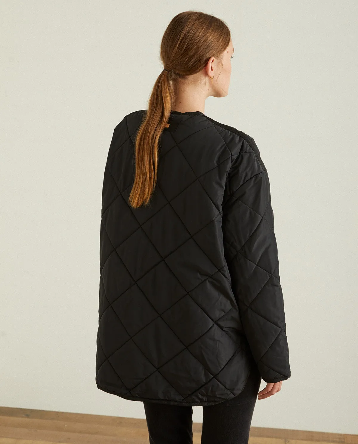 Black Water Resistant Quilted Coat