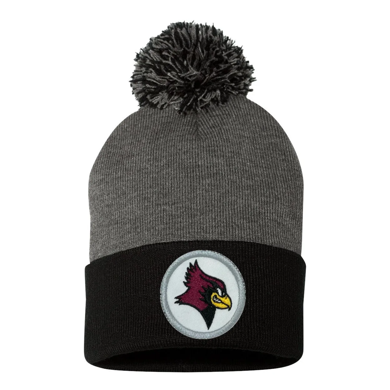 Black/Gray De Pere Redbird Beanie Winter Pom Hat