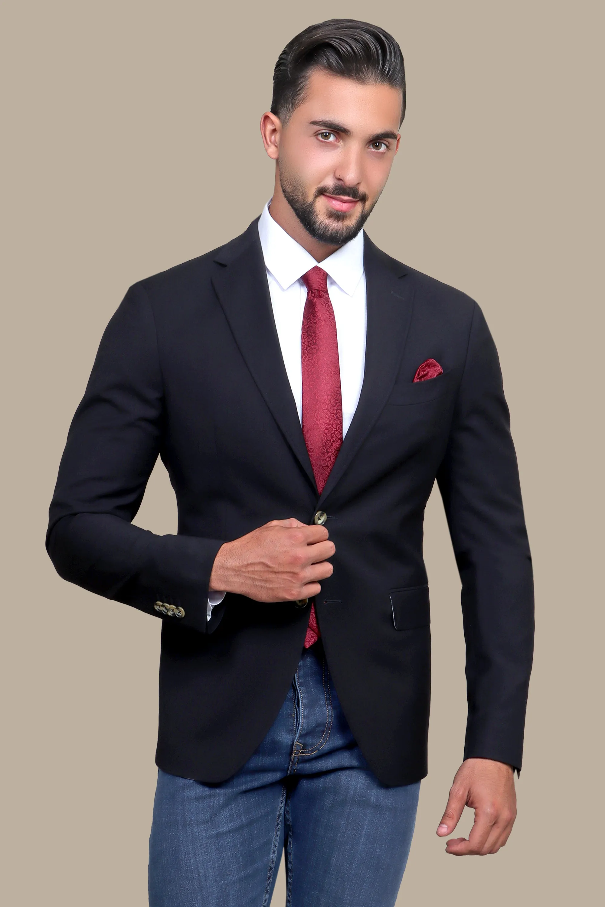 Blazer Slim Lycra Notch Black