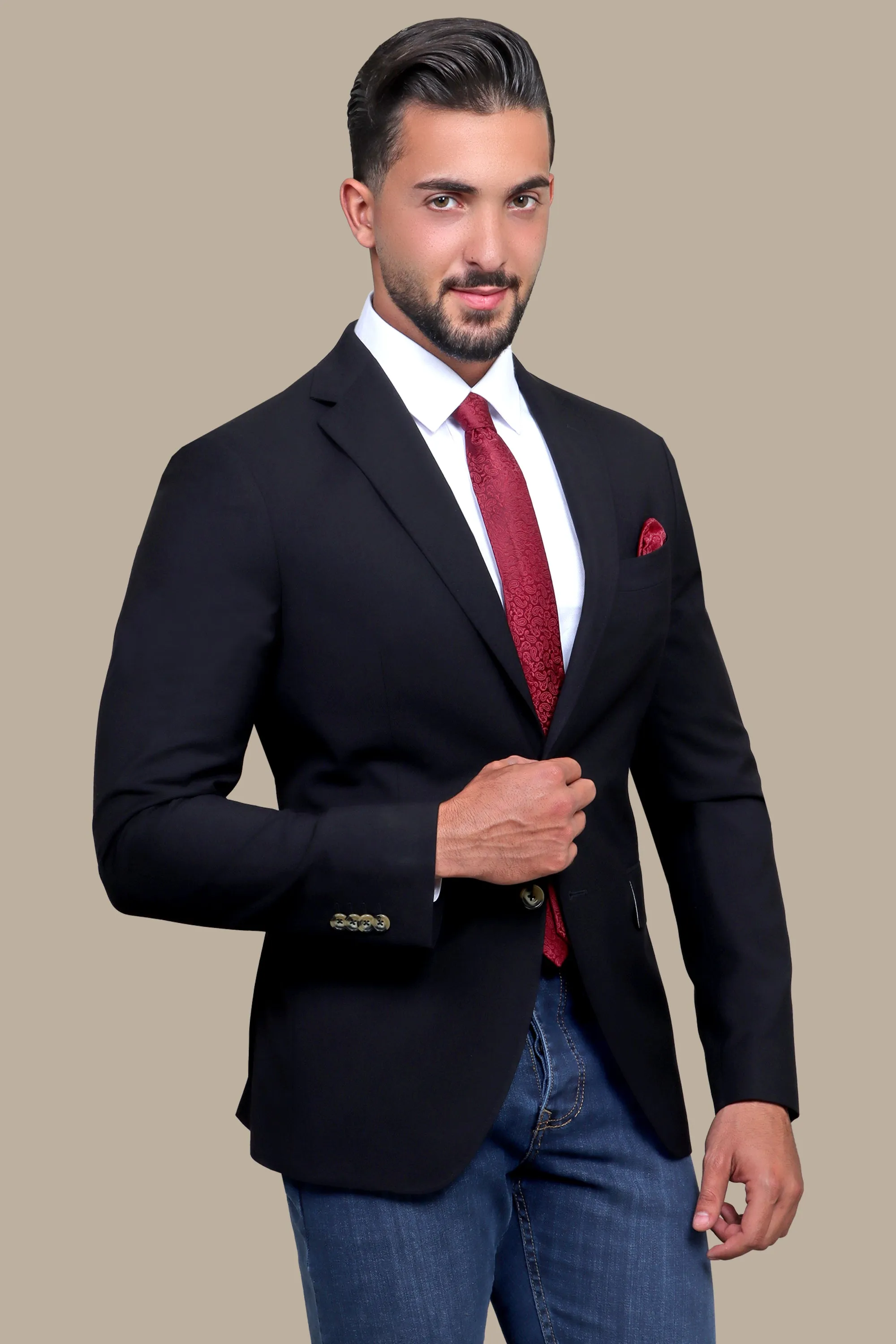 Blazer Slim Lycra Notch Black