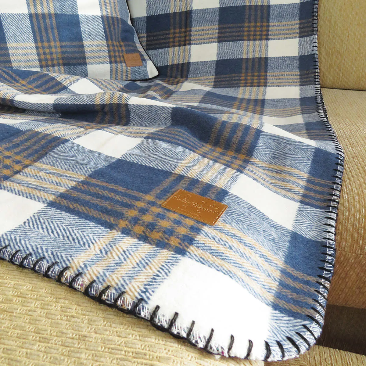 Blue Country Tweed Sherpa Fleece Throw Blanket