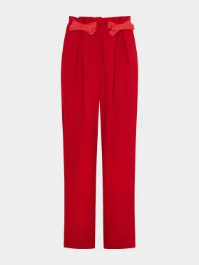 Bow Tulip Trousers in Scarlet