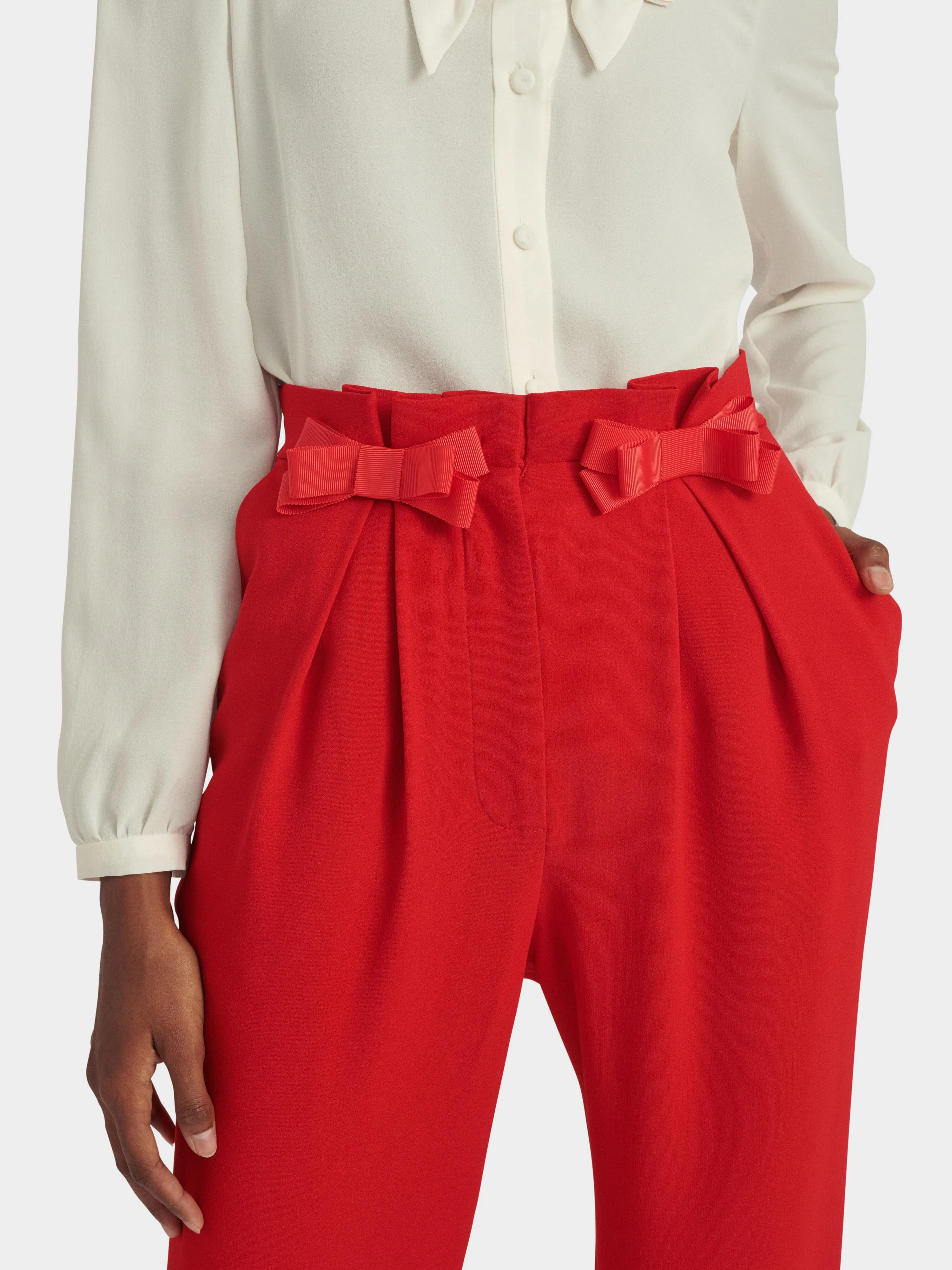 Bow Tulip Trousers in Scarlet