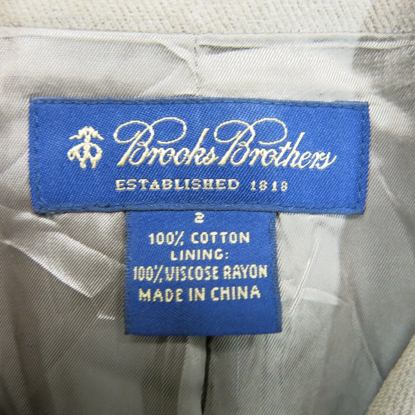 Brooks Brothers Women Blazer Coat Single Breasted Long Sleeves Pocket Beige SZ 2