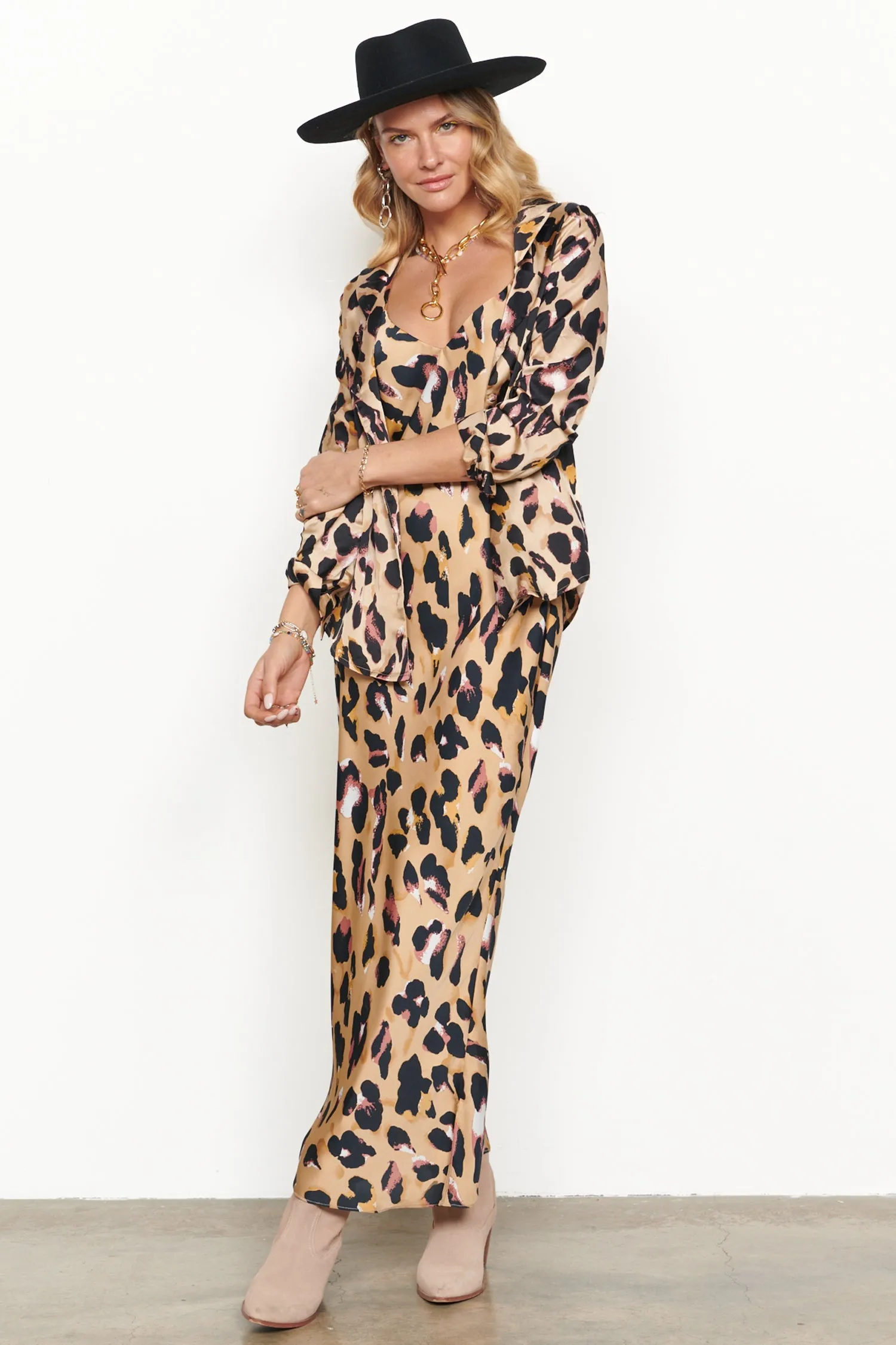 Brown Leopard Camille Slip Dress