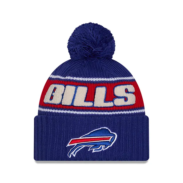 Buffalo Bills NFL New Era Men's Blue 2024 Sideline Sport Knit Pom Hat