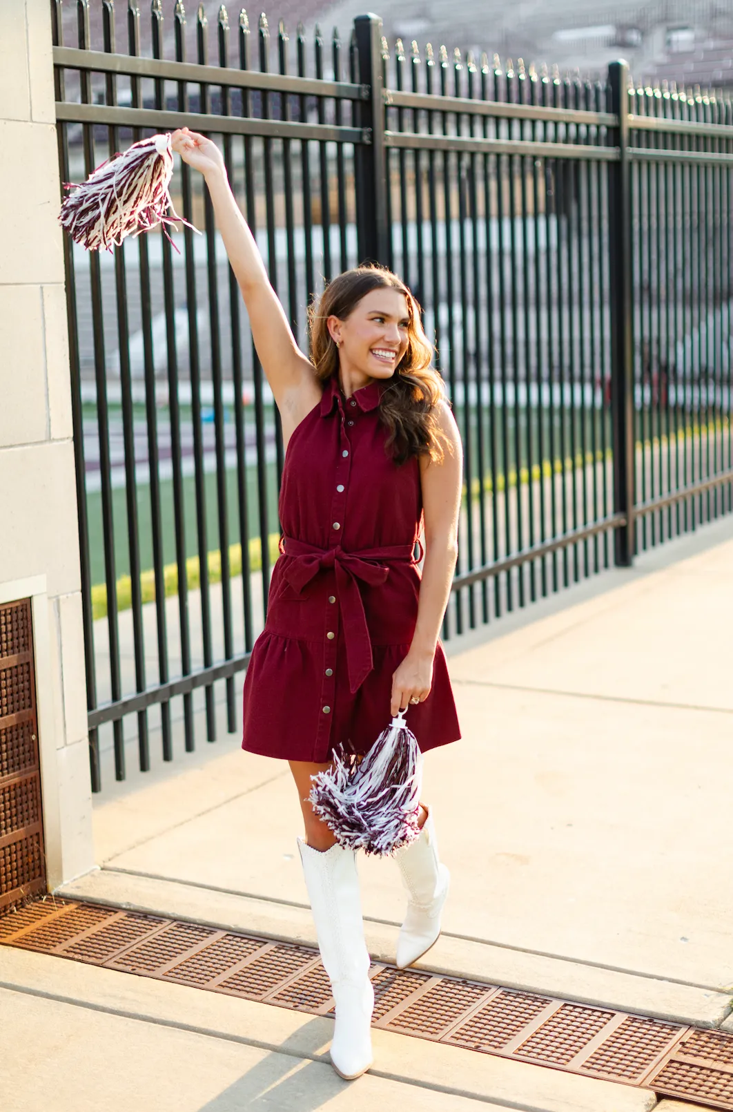 Burgundy Belted Dress