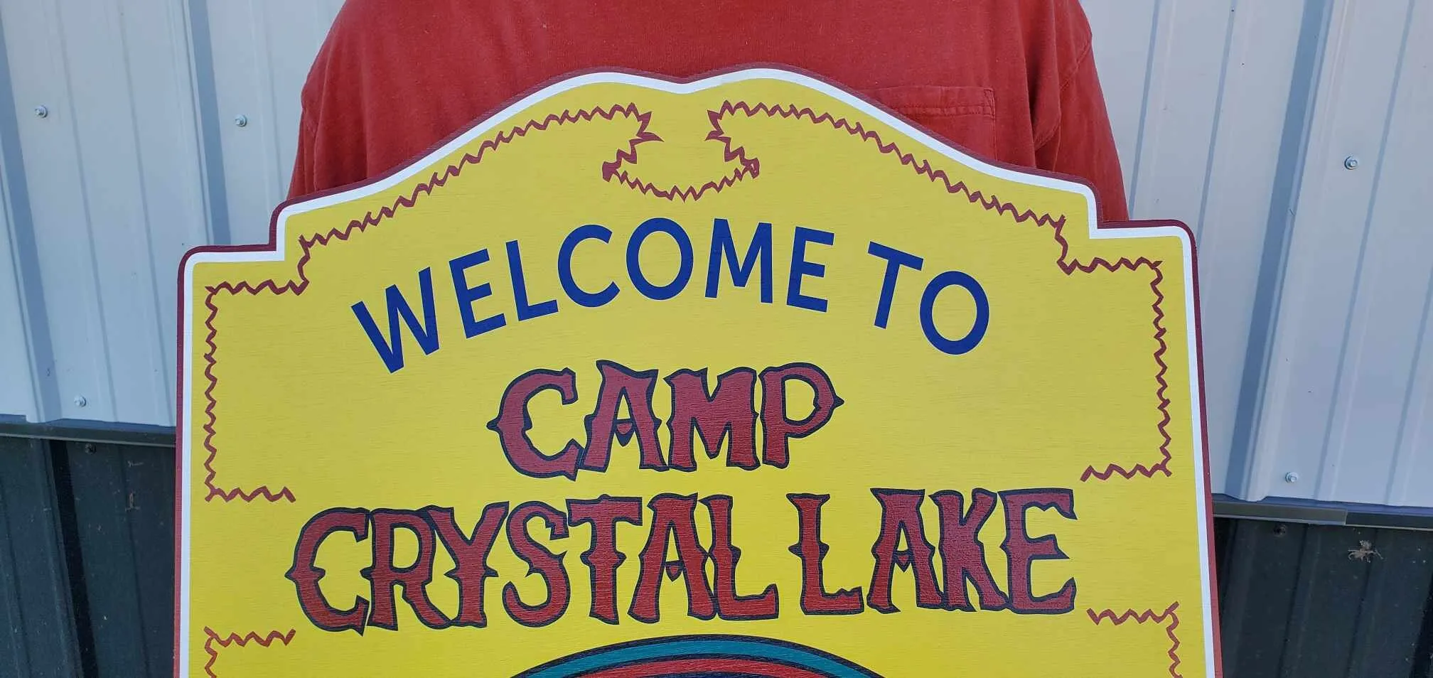 Camp Gem Welcome to Crystal Yellow Printed on Wood Decoration Prop Uv Lake Sign Giftable Horror Wooden Game Room Gift for Men Replica