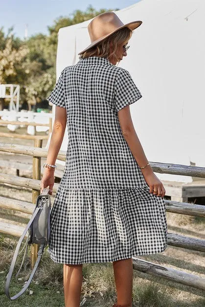 Checkered Charm Midi Dress