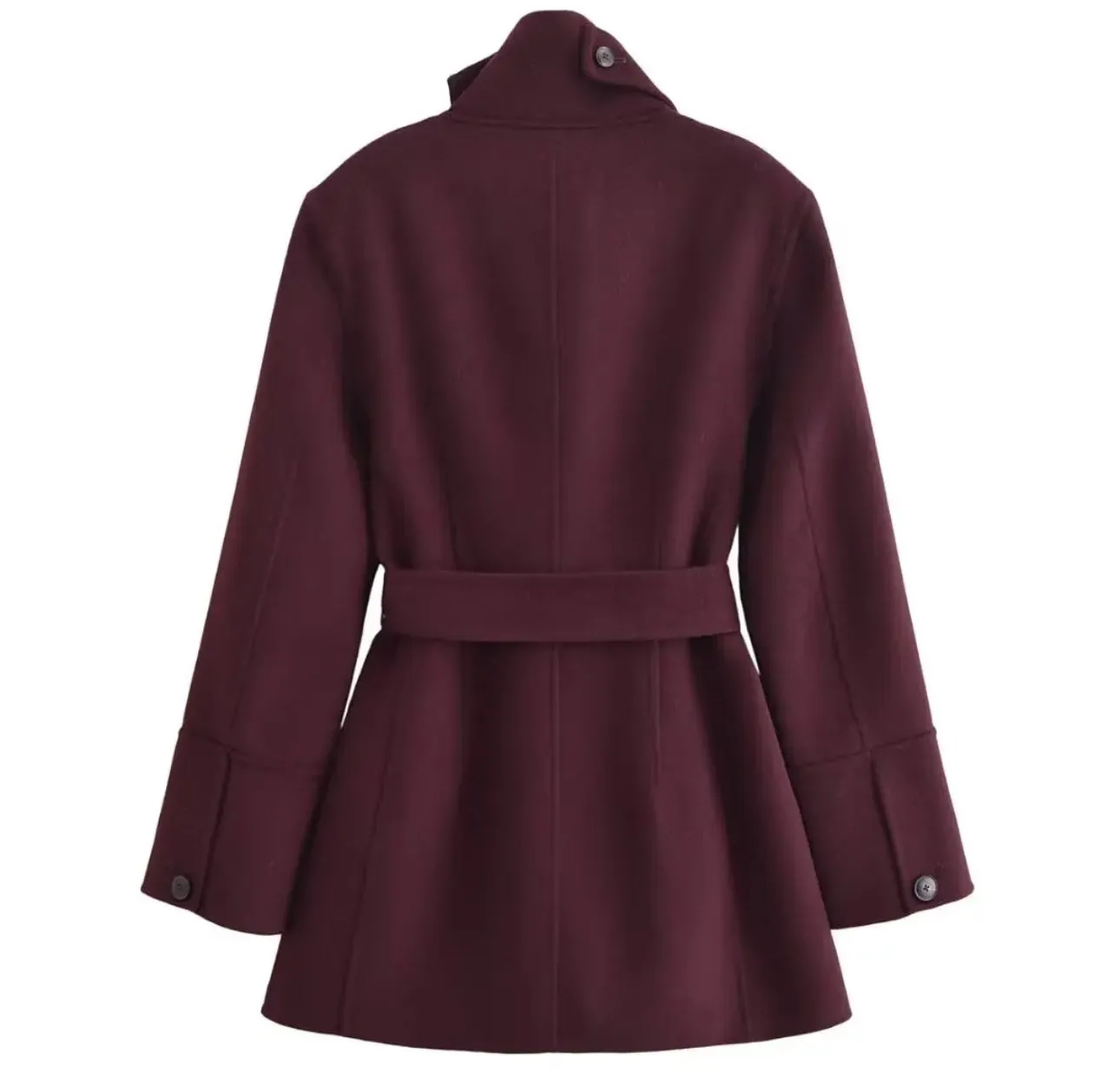 Chic Belted High-Neck Coat