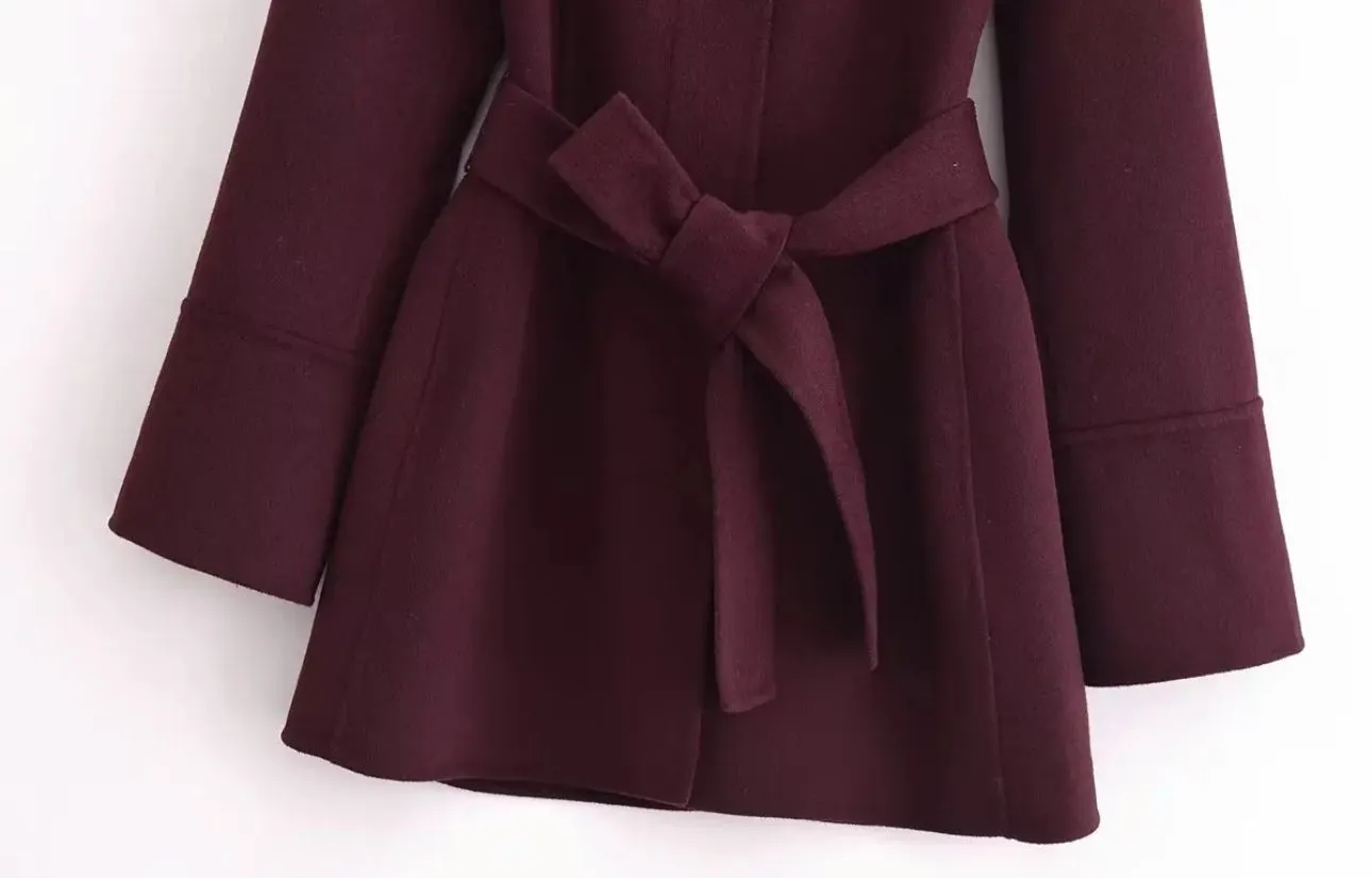 Chic Belted High-Neck Coat