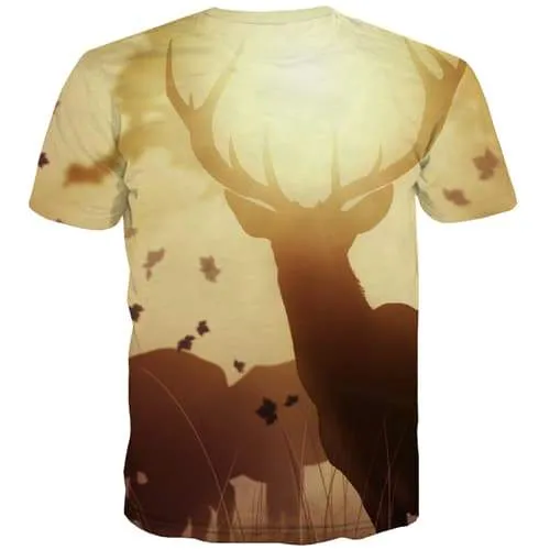 Deer T-shirt Men Animal T-shirts 3d Harajuku T shirts Funny Street T-shirts Graphic