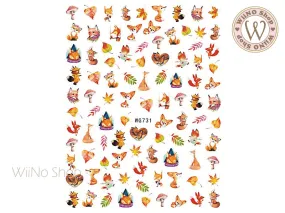 Fall Fox Adhesive Nail Art Sticker - 1 pc (WG731)