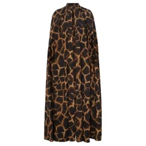 Female Cardigan Coat O Neck Cloak Sleeve Print Leopard Maxi Cloaks For Women Autumn Vintage Fashion