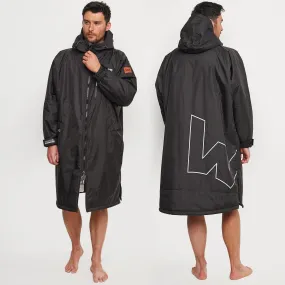 Fleece-Lined Hot Tub Changing Robe | Waterproof & Windproof | Unisex | Black & Grey