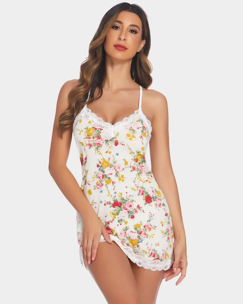 Floral Full Slip Chemise Lingerie