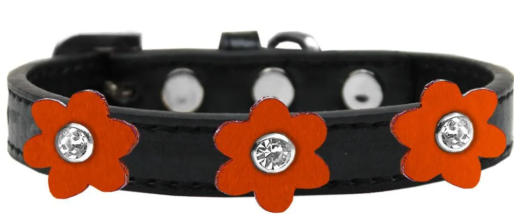 Flower Premium Collar Black With Orange Flowers Size 14