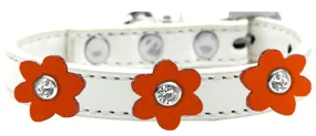 Flower Premium Collar White With Orange Flowers Size 12