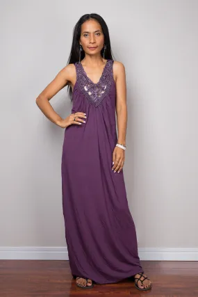 Halter dress, purple dress, backless dress, midi dress, sleeveless dress, long purple dress, open back dress, braided dress