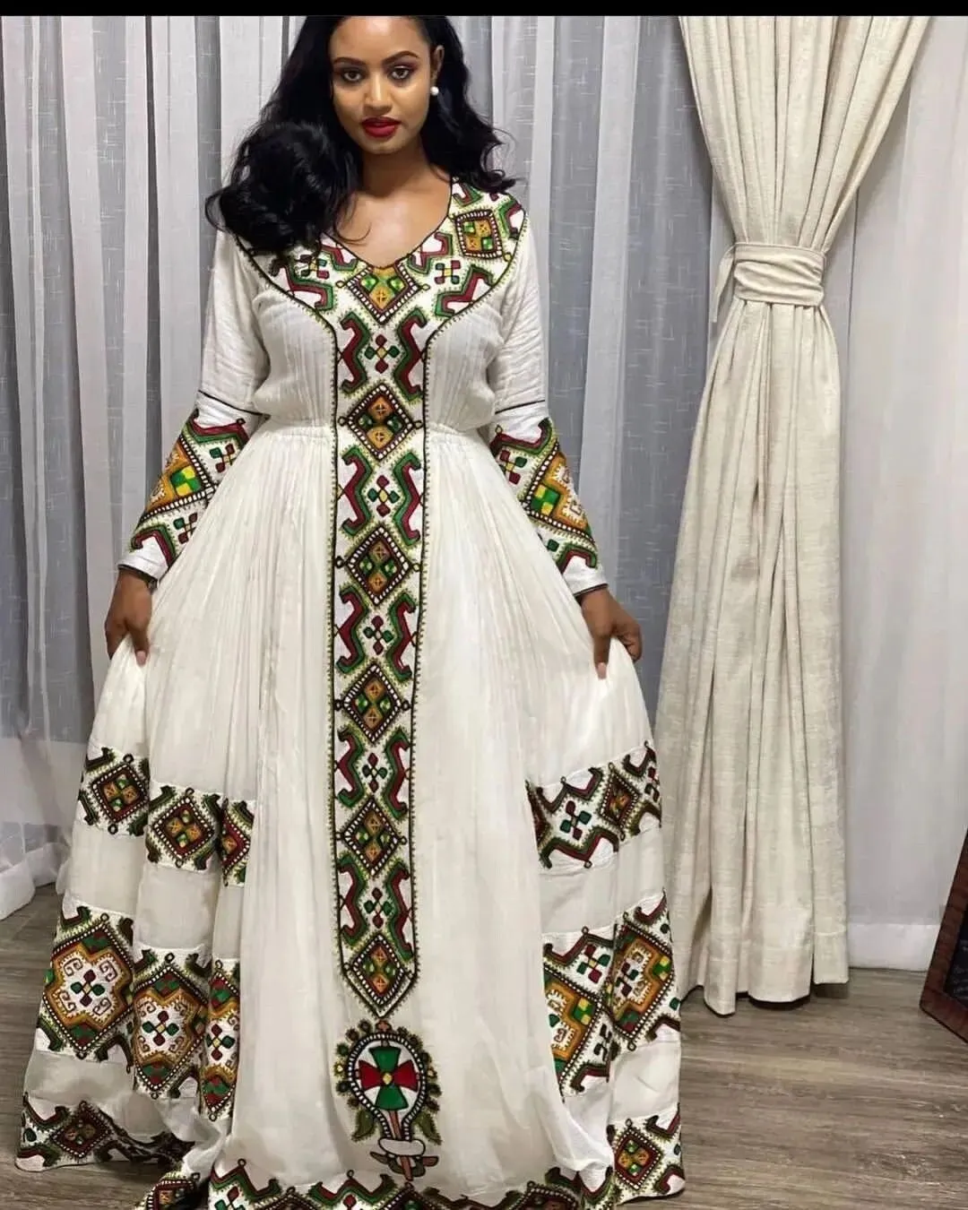 Handwoven Menen Fabric Cultural Dress Habesha Kemis Habesha Libs es0074