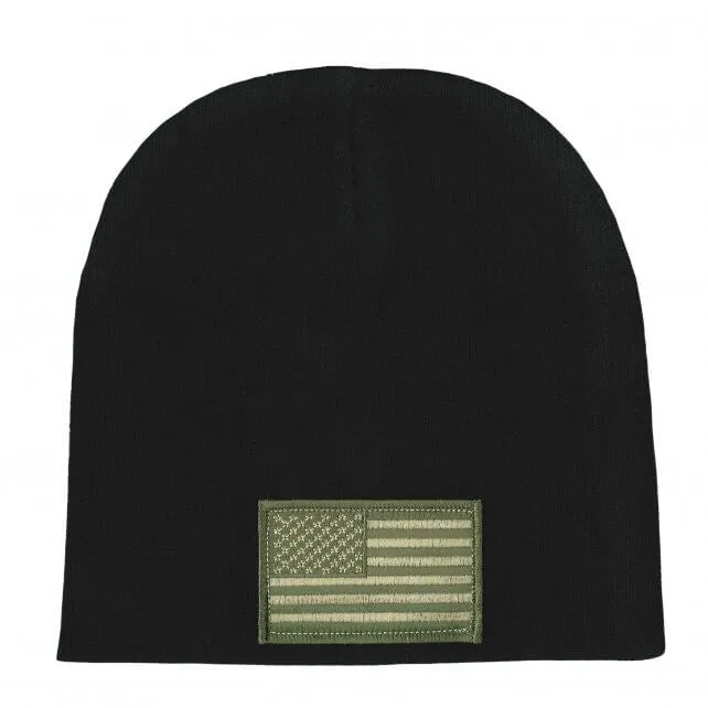 Hot Leathers KHB5003 Woodland Camo American Flag Knit Hat