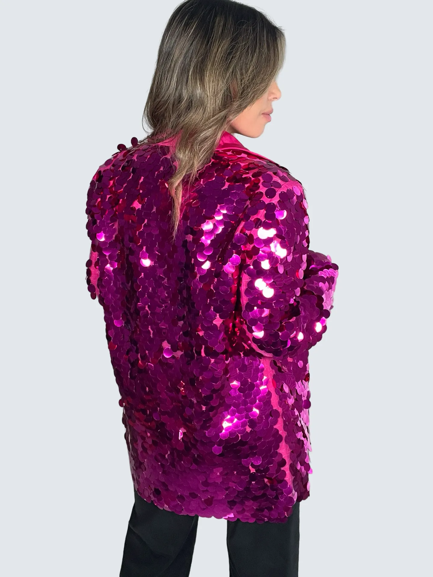 Hot Pink Sequin Oversized Blazer