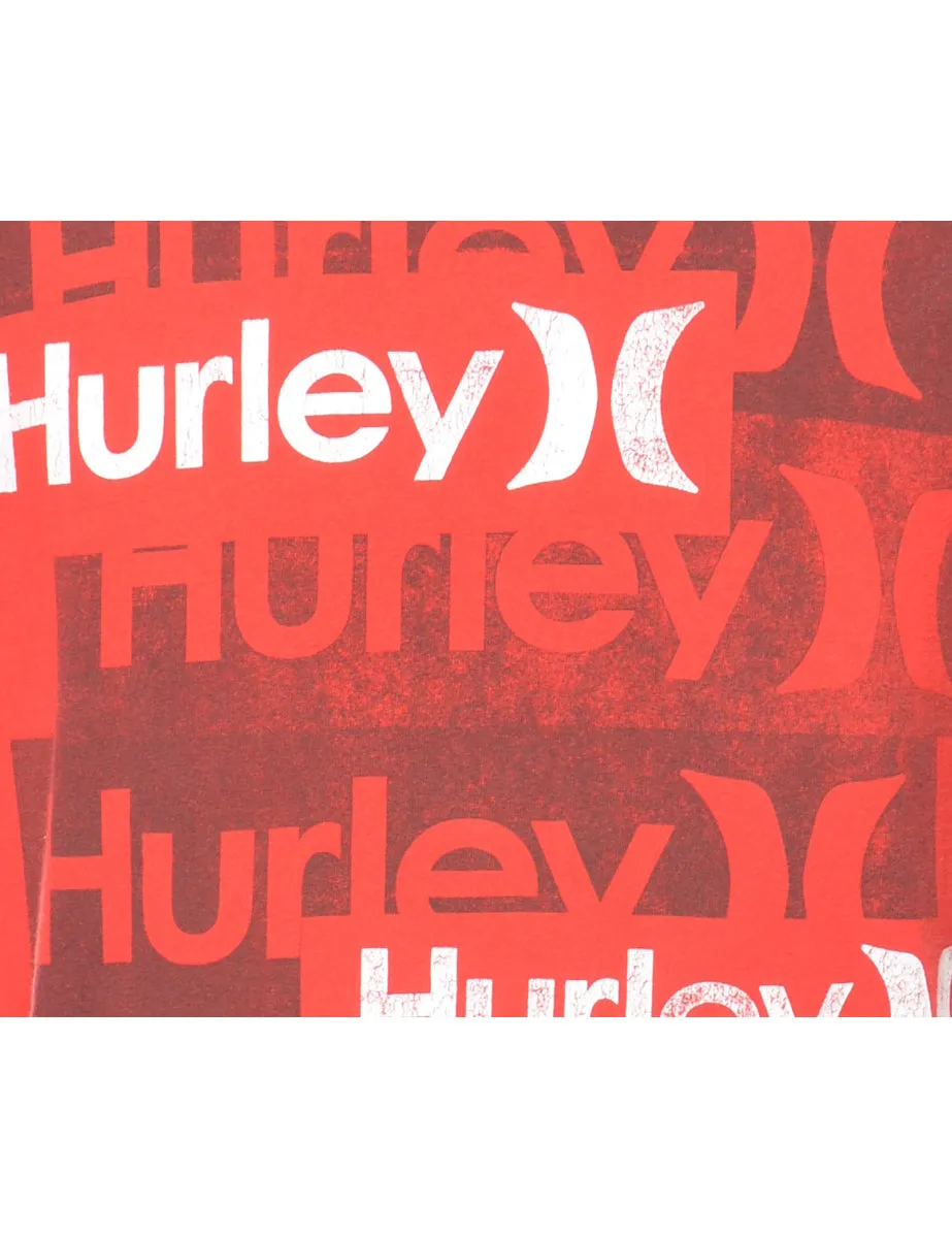 Hurley Printed Red & White T-shirt - M