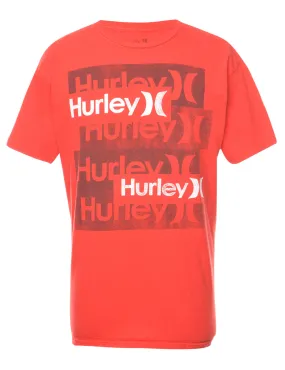 Hurley Printed Red & White T-shirt - M