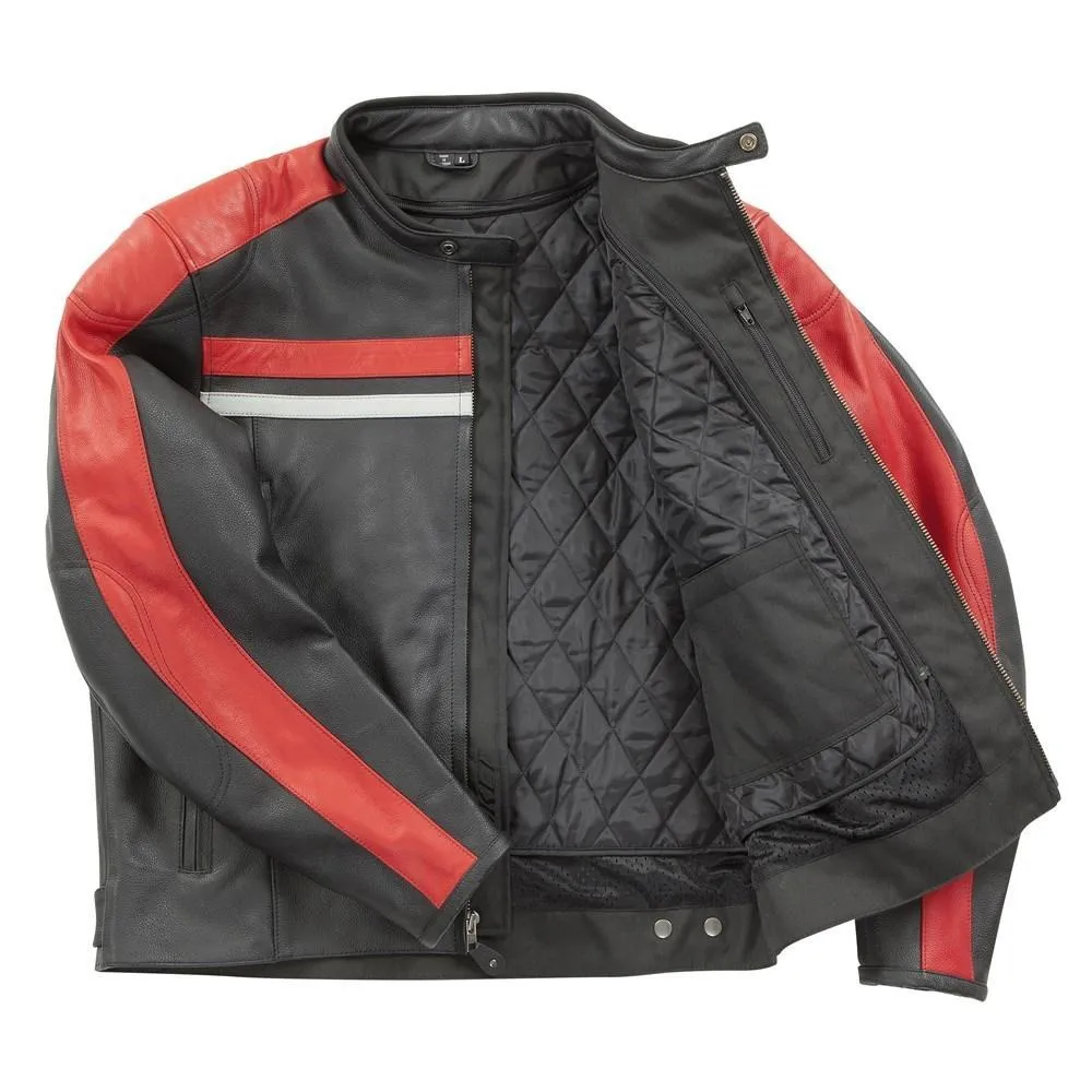 Joe Rocket Black and Red OLD SCHOOL 2.0 Mens Leather Jacket