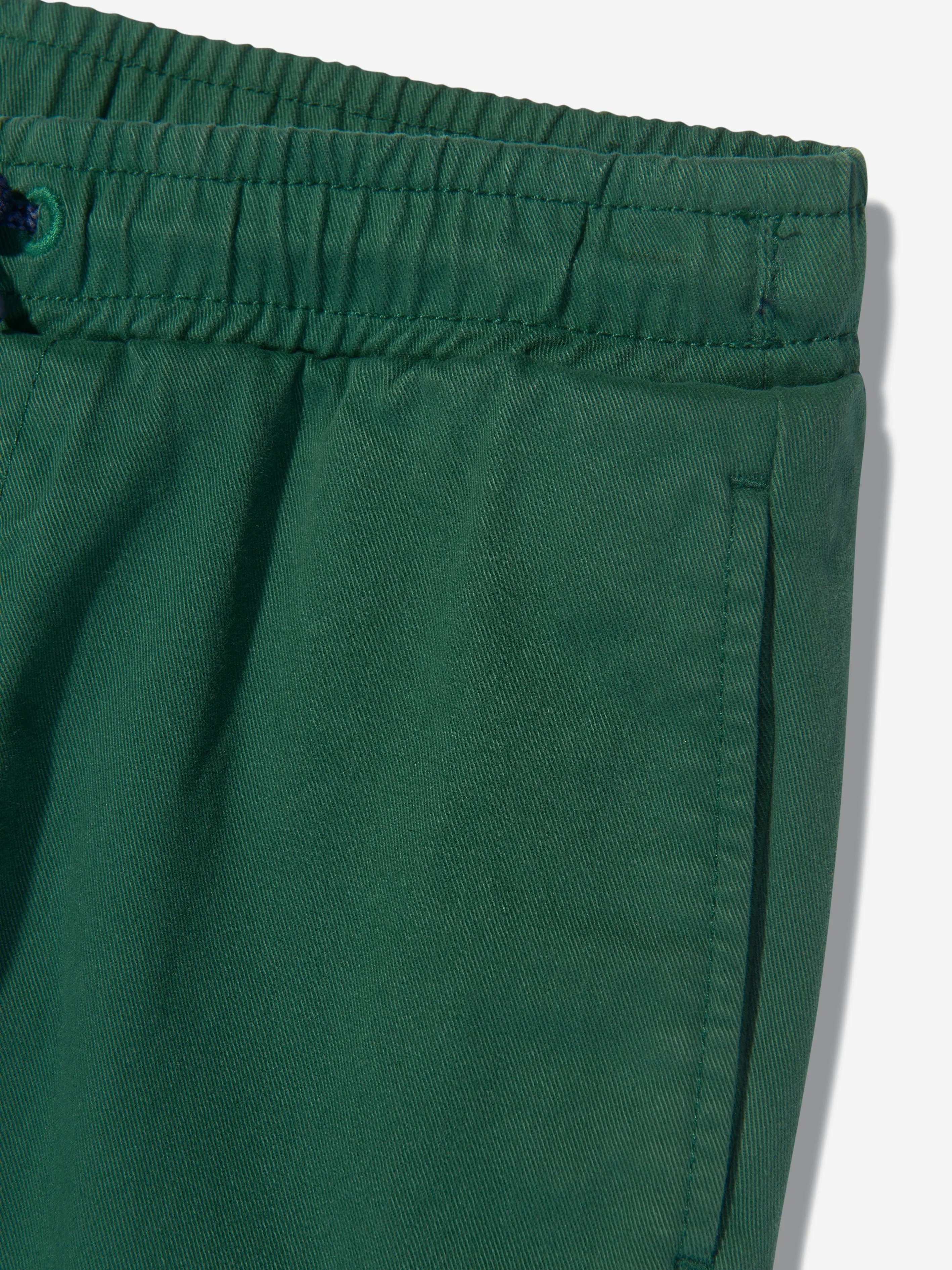 KENZO Boys Straight Cut Twill Trousers in Green