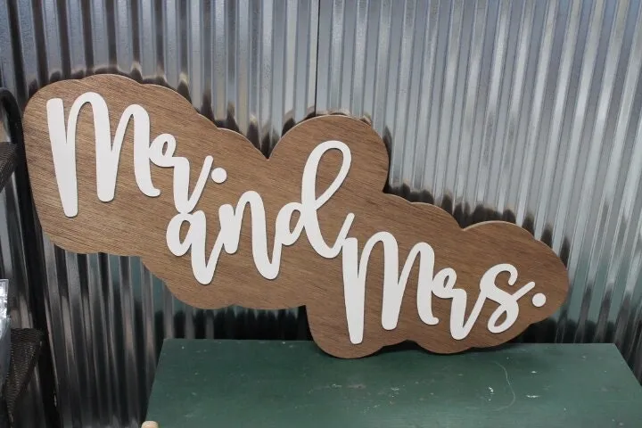 Large Wood Sign Mr And Mrs Wedding Decor Wedding Sign Over Bed Sign Gift for Couples Wedding Shower Reception Giftable 3D Raised