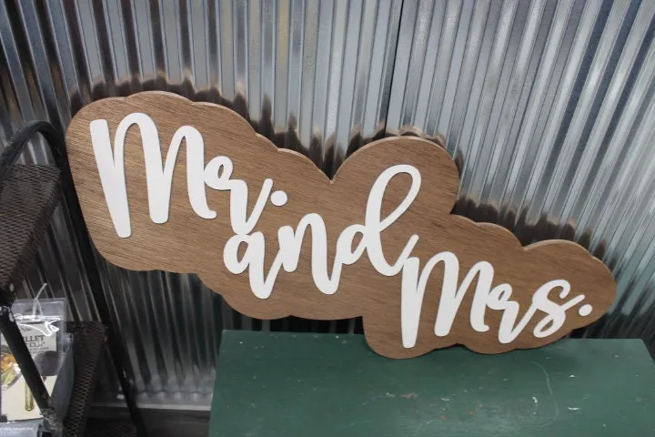 Large Wood Sign Mr And Mrs Wedding Decor Wedding Sign Over Bed Sign Gift for Couples Wedding Shower Reception Giftable 3D Raised