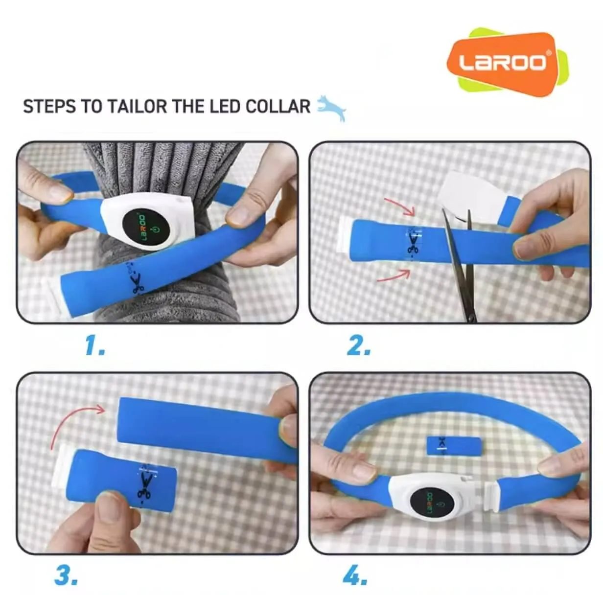 LaRoo Rechargeable Waterproof Led Light Collar For Long-haired Dogs