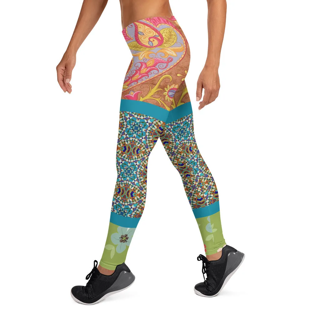 Lovely Day Blue Mosaic Leggings