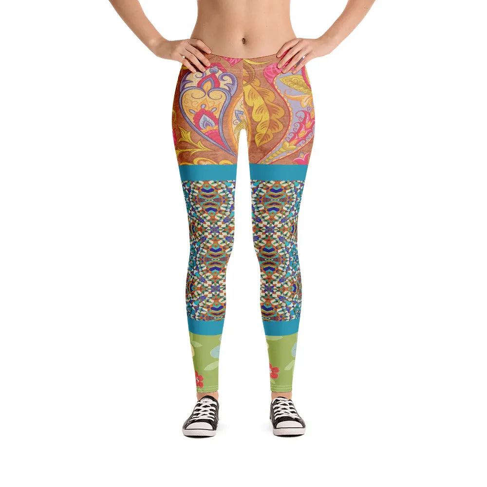 Lovely Day Blue Mosaic Leggings