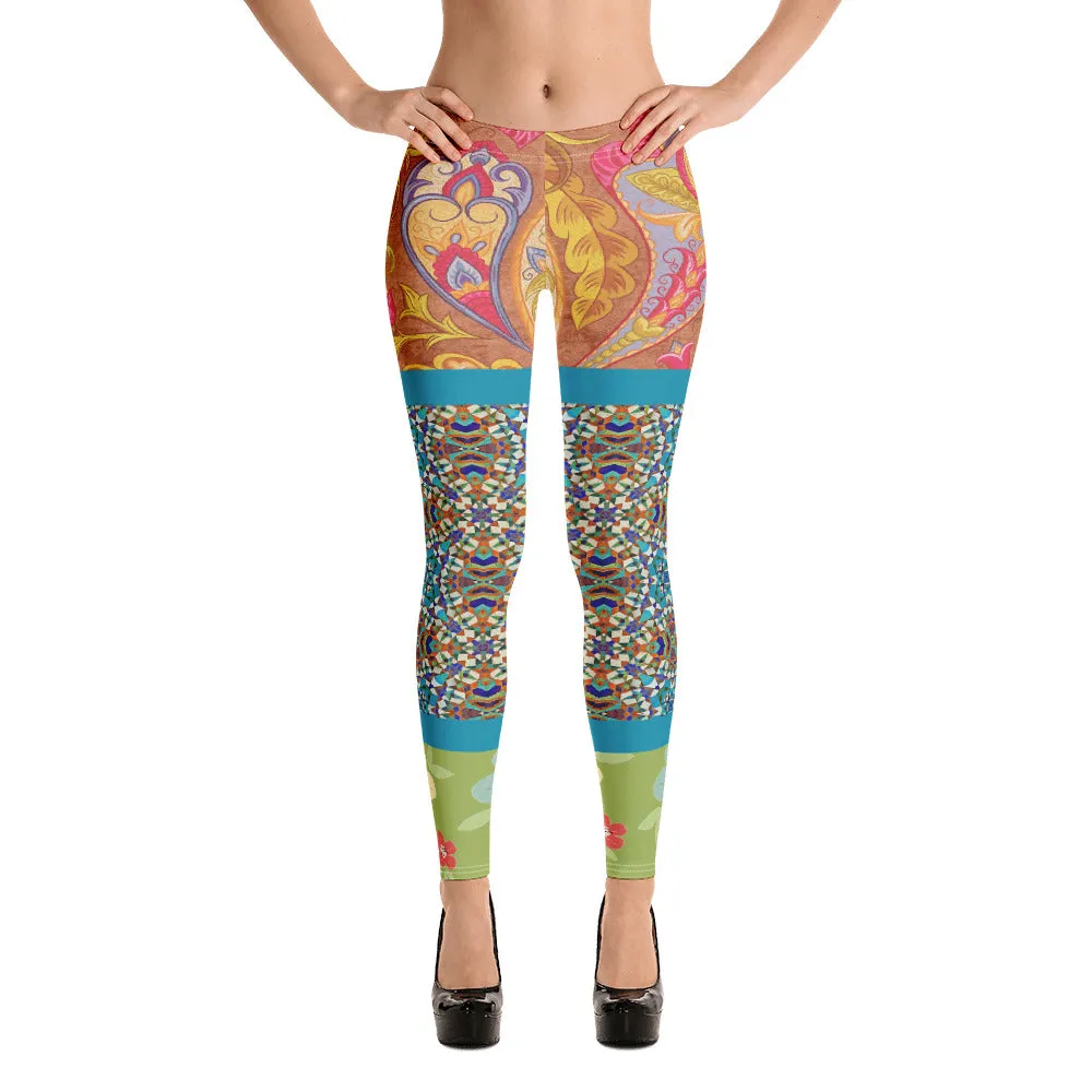 Lovely Day Blue Mosaic Leggings