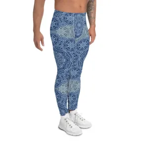 Men's Light Blue Mandala Performance Leggings