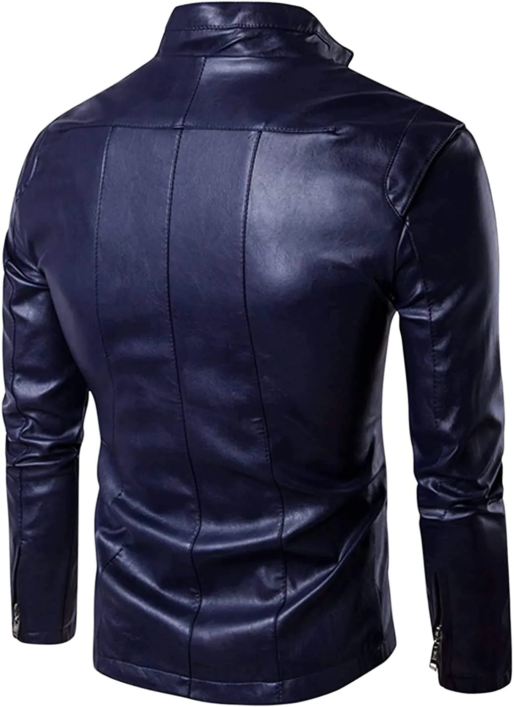 Men’s Navy Slim Fit Genuine Leather Jacket