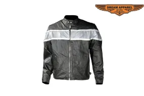 Mens Racing Jacket With Broad Silver Stripe