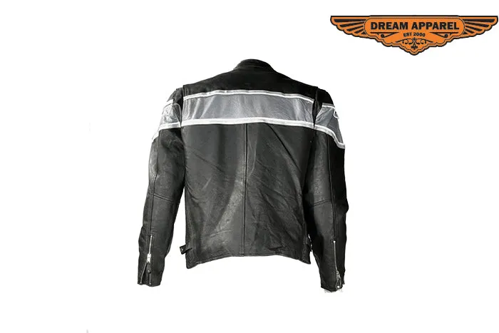 Mens Racing Jacket With Broad Silver Stripe